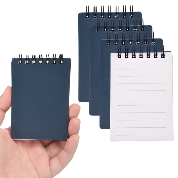 Uxcell 3x5" Aesthetic Pocket Notebooks, 4Pcs Spiral Notepads with Lined Pages Portable Flip Notes Mini Note Pads Bulk 80 Sheets/160 Pages Lined Memo for Office at Work, Blue