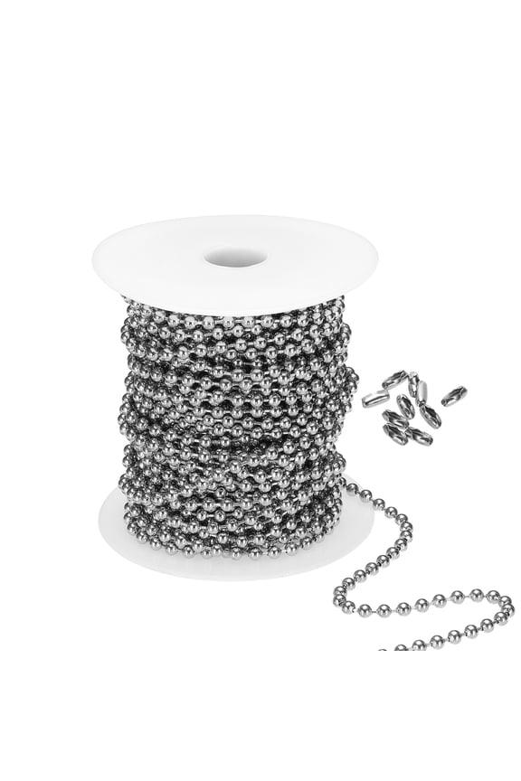 4.0mm x 56ft 304 Stainless Steel Ball Chain, Ball Chain Bead with 100 Pcs Matching Connector Clasp for DIY Crafts