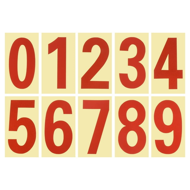 Uxcell Reflective Mailbox Numbers Sticker 0 - 9 Adhesive Address Number Red 4.13"