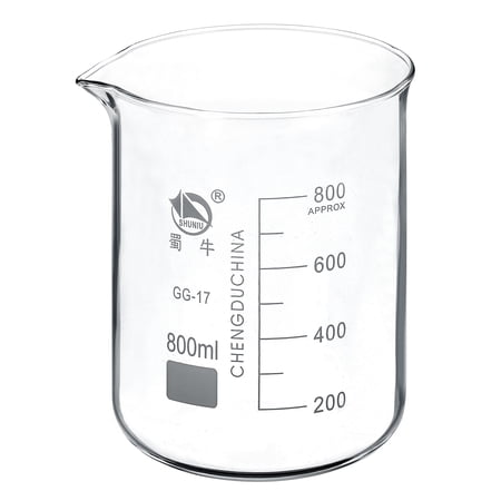 Uxcell 4.29"x5.51" 800ml Low Form Beaker Graduated Lab Measuring Cups Borosilicate Glass Clear 1pack