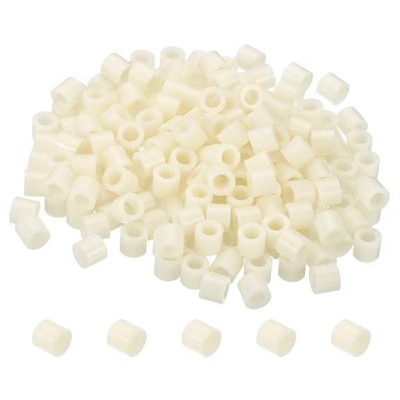 Uxcell 4.2mm ID x 7mm OD x 6mm L Round Spacers Washers, 200 Pack ABS Plastic Standoff Gaskets for M4 Screws, Beige