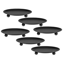 Uxcell 4.3" Dia Round Decorative Candle Plate Base Holders Iron Black 6Pcs