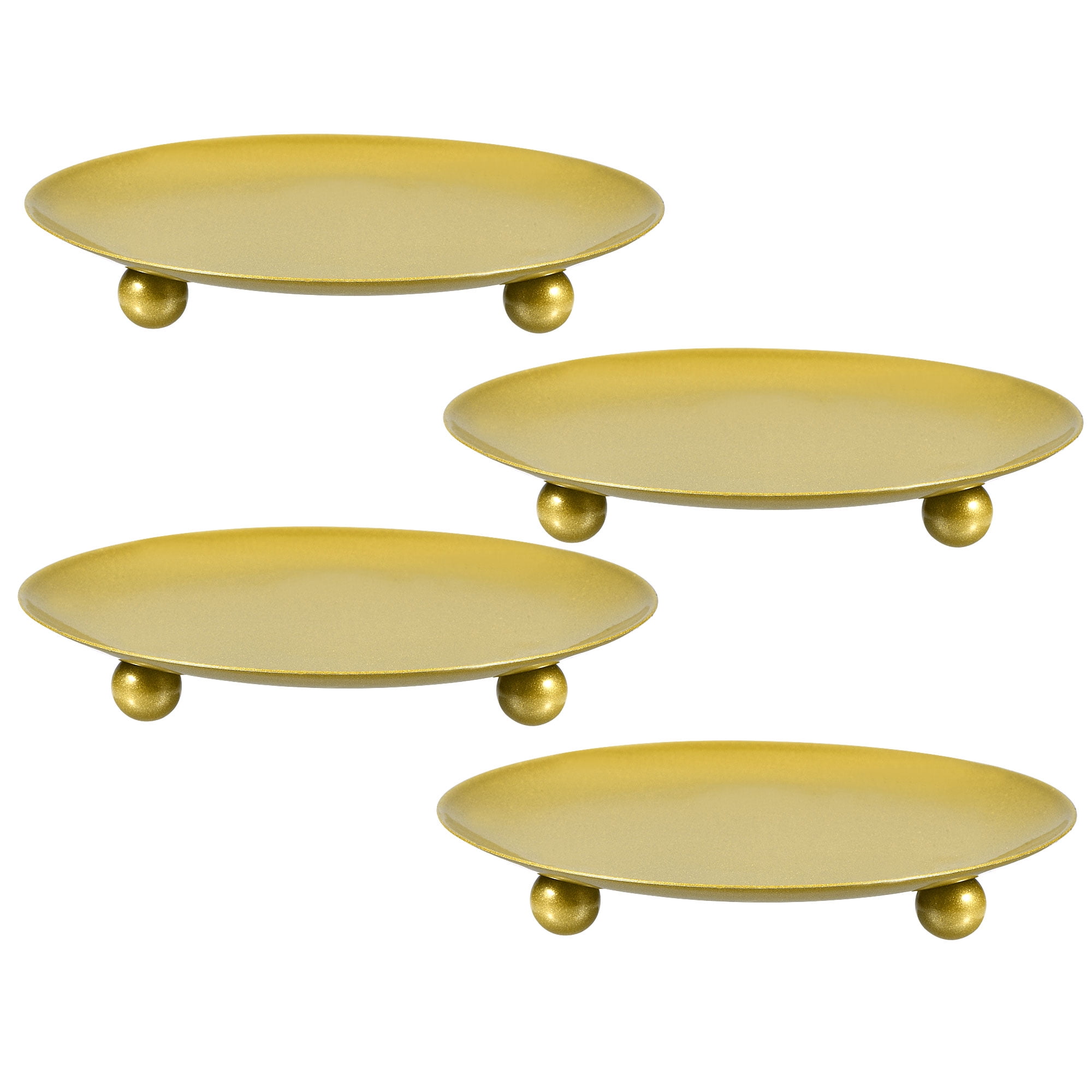 Uxcell 4.3" Dia Round Decorative Candle Plate Base Holders Iron Gold