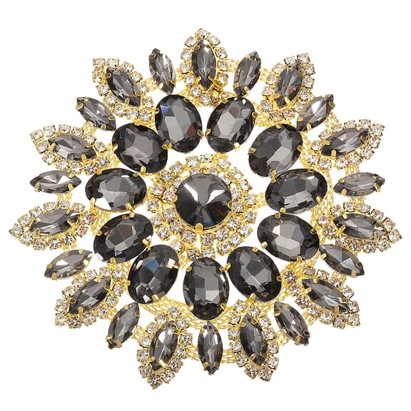 Uxcell 4.3 Inch Rhinestone Applique, Crystal Shoulder Mark Rhinestones with Alloy Tassel for Jackets Dress Suit Clothes Shoes DIY Fashion Accessories, Gray Gold