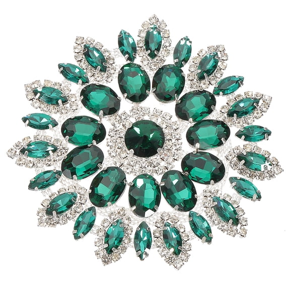 Uxcell 4.3 Inch Rhinestone Applique, Crystal Shoulder Mark Rhinestones with Alloy Tassel for Jackets Dress Suit Clothes Shoes DIY Fashion Accessories, Green Silver