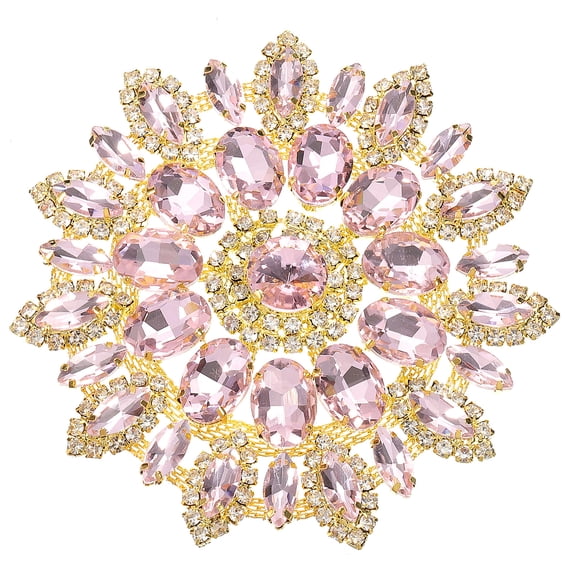Uxcell 4.3 Inch Rhinestone Applique, Crystal Shoulder Mark Rhinestones with Alloy Tassel for Jackets Dress Suit Clothes Shoes DIY Fashion Accessories, Pink Gold