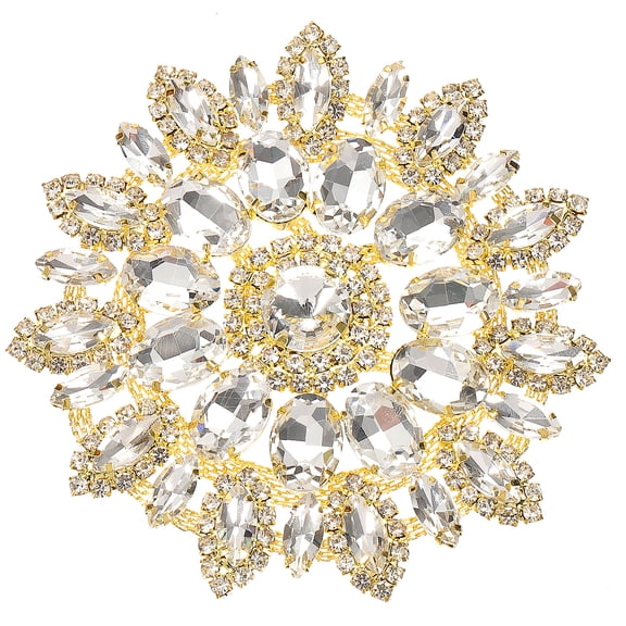 Uxcell 4.3 Inch Rhinestone Applique, Crystal Shoulder Mark Rhinestones with Alloy Tassel for Jackets Dress Suit Clothes Shoes DIY Fashion Accessories, White Gold