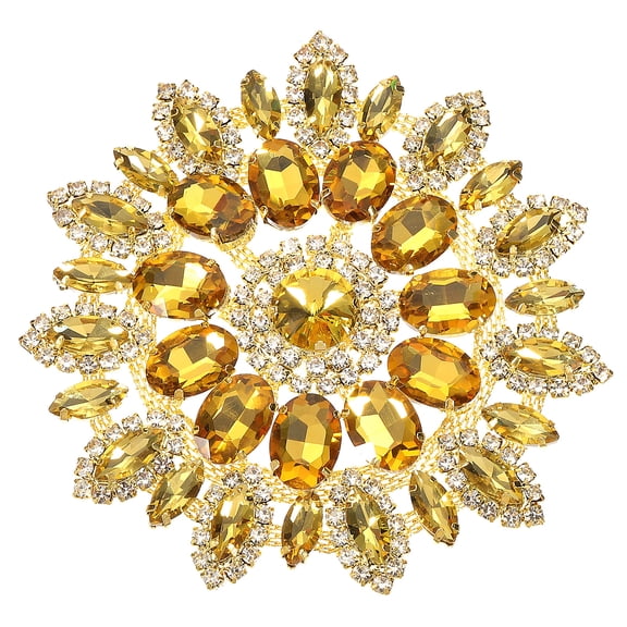 Uxcell 4.3 Inch Rhinestone Applique, Crystal Shoulder Mark Rhinestones with Alloy Tassel for Jackets Dress Suit Clothes Shoes DIY Fashion Accessories, Yellow Gold