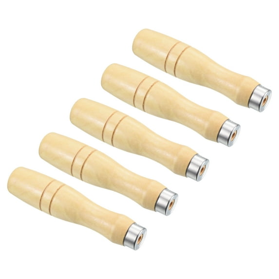 Uxcell 4.3" Wooden File Handle 4.8mm Dia File Cutting Tool File Handle Replacement 5 Pack