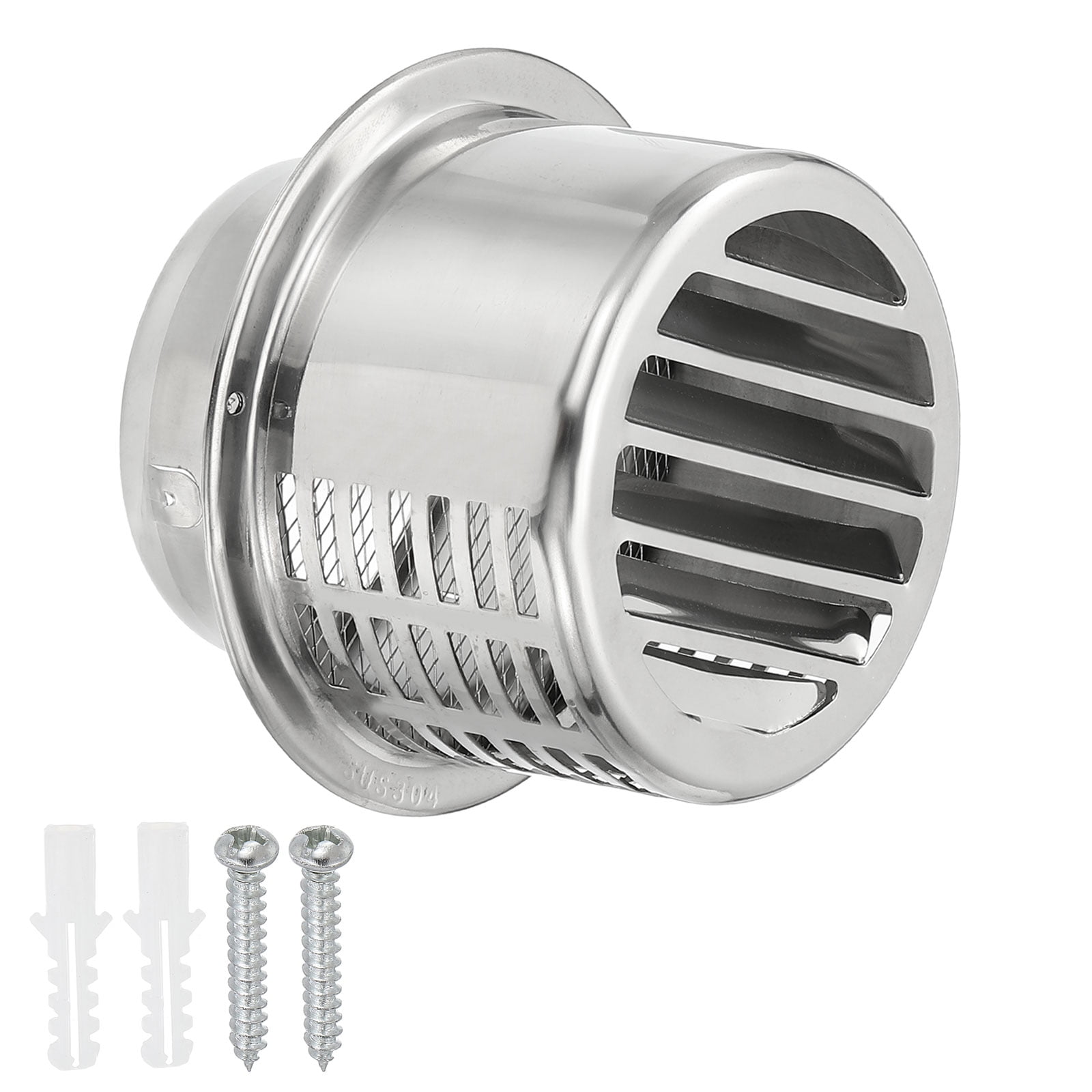 Uxcell 4" 304 Stainless Steel Vent Cover Wall Soffit Air Vent Louvered with Mesh for HVAC Exhaust Extractor Fan