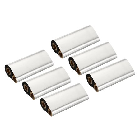 Uxcell 4.33"x229' (110mmx70m) Wax Thermal Transfer Ribbon, 6 Roll 1/2" Core Ink Out Barcode Ribbon with Core, Black