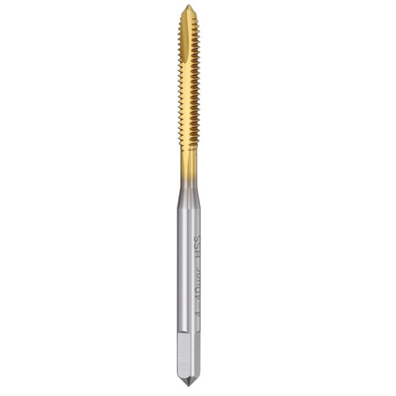 Uxcell 4-40 UNC Spiral Point Tap - M2 High Speed Steel Right Hand Thread Tap JIS Standard Titanium Finish Screw Thread Milling Machine Taps Threading Tapping