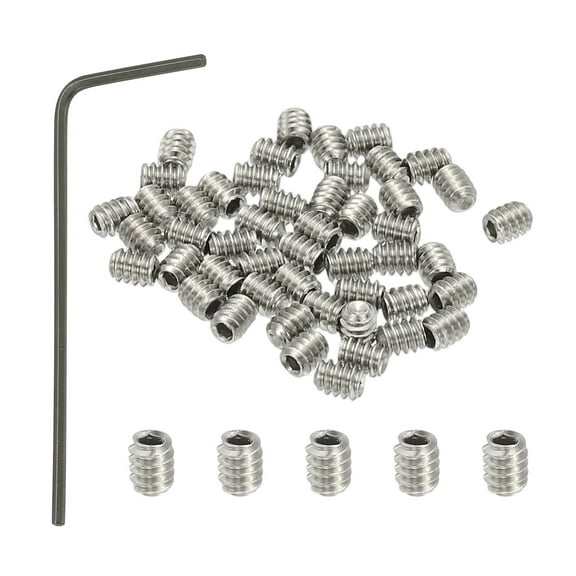 Uxcell Internal Hex Socket Set Grub Screws 304 Stainless Steel Cup Point Set Screw #4-40x1/8" 50