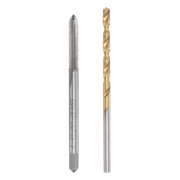 Uxcell 4-48 UNF Straight Flute Tap and 2.4mm Drill Bit Set High Speed Steel Titanium Plated