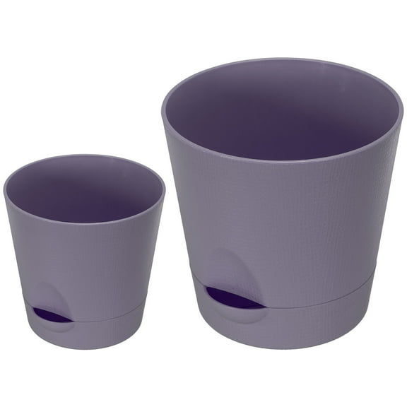 Uxcell 4.5"/5.5" Plastic Plant Pots Flower Planters with Drainage Hole Removable Base, Purple 2 Pack