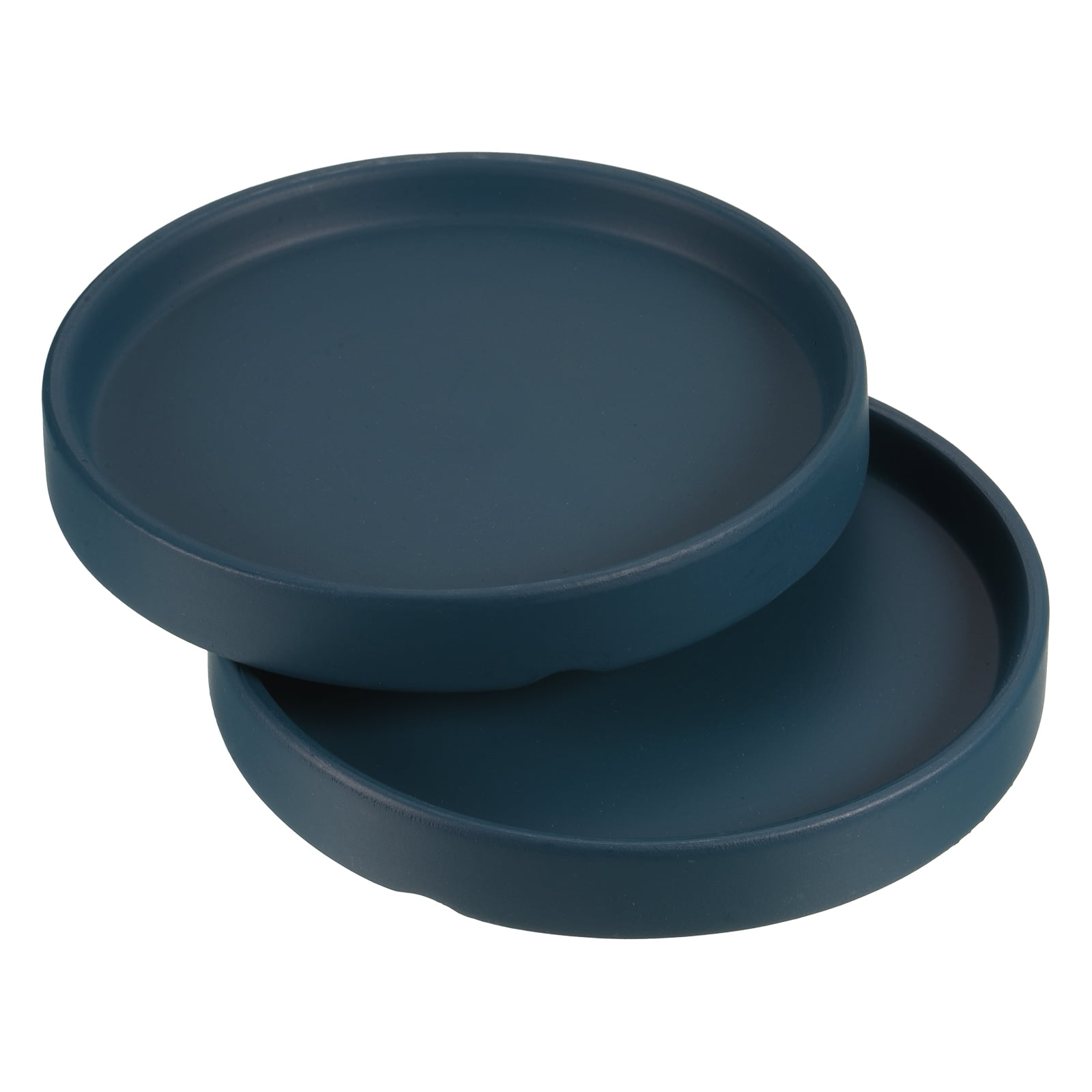 Uxcell 4.5" Ceramic Round Planter Saucer Flower Pot Drip Tray Coaster, Blue 2 Pack