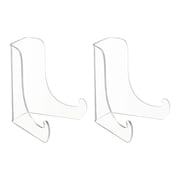 Uxcell 4.5 Inch Acrylic Plate Display Stand, 2 Pack Medium Clear Easel Plate Holder Picture Stands for Display Frames Card Picture CD Book Challenge CoinSquare Tripod