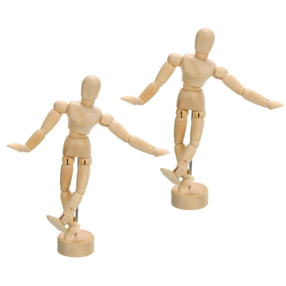 Uxcell 4.5" Wooden Mannequin Figure, Artist Drawing Manikin Model Flexible Movable 2Pack