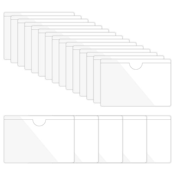 Uxcell 20Pcs Self Adhesive Index Card Pockets Plastic Label Holder Sticky Pocket Sleeves Clear Clear 4.5" x 6.3"