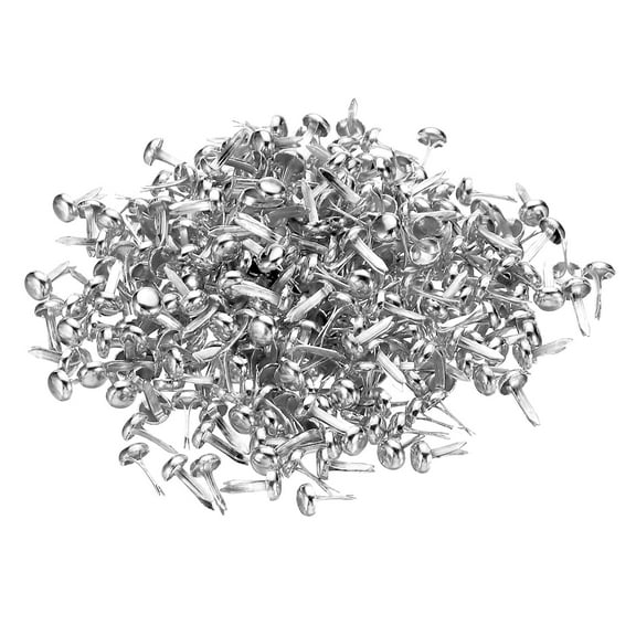 Uxcell 4.5 x 8 mm Mini Brads for Paper Crafts, 300 Pcs Round Paper Fastener, Silver