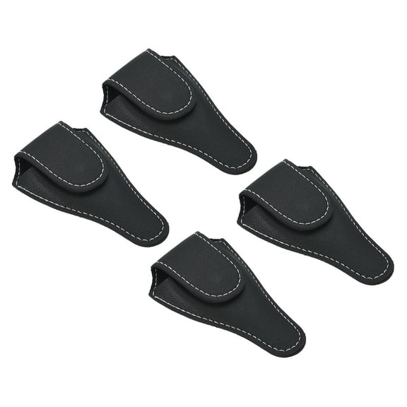 Uxcell 4.5"x2.6" PU Leather Embroidery Scissors Sheath Protective Cover, Black 4 Pack