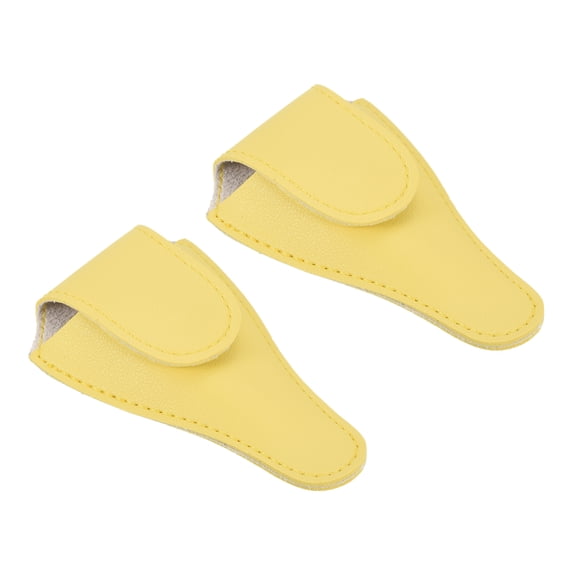 Uxcell 4.5"x2.6" PU Leather Embroidery Scissors Sheath Protective Cover, Light Yellow 2 Pack