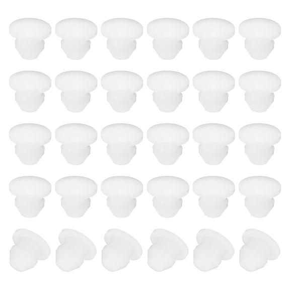 Uxcell 4.5mm Diameter Silicone Round Snap, 30 Pcs in Type Locking Furniture Hole Plug Protective Cover, White