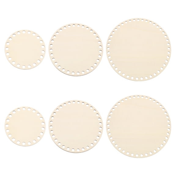 Uxcell 4"/6"/8"/10" Diameter Crochet Basket Bottom, 6Pcs Round Blank Wooden Base for DIY Craft Weaving Supplies, Wood Color