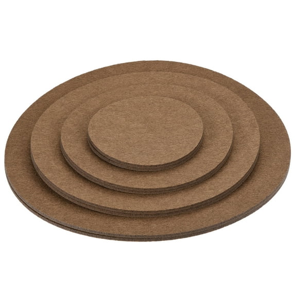 Uxcell 4" 6" 8" 10" Round Plant Coasters Felt Reversible Pad Mat, Brown 8in1 Set