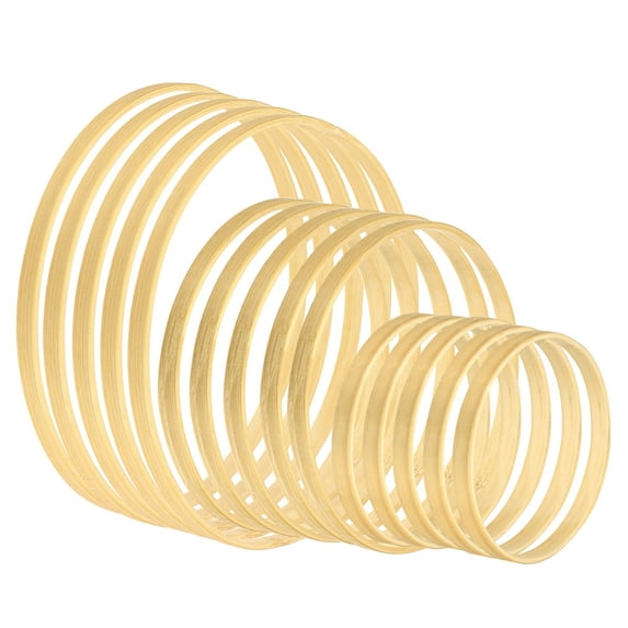 Uxcell 4/6/8 Inch Wooden Bamboo Floral Hoop Rings 15Pcs in 1 Set