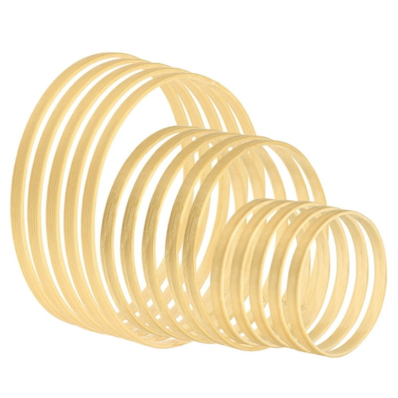 Uxcell 4/6/8 Inch Wooden Bamboo Floral Hoop Rings 15Pcs in 1 Set