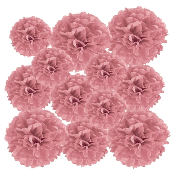 Uxcell 3.94"/5.91"/7.87" Tissue Pom Poms Flower Paper Flower Ball for Wedding Bridal Shower Birthday Party Backdrop Decoration 12Pcs Grey Pink