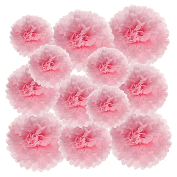 Uxcell 3.94"/5.91"/7.87" Tissue Pom Poms Flower Paper Flower Ball for Wedding Bridal Shower Birthday Party Backdrop Decoration 12Pcs Light Pink