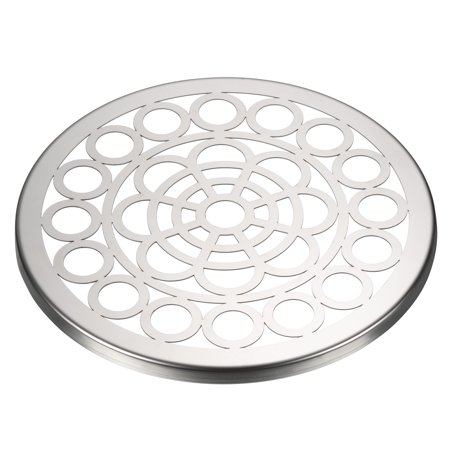 Uxcell 4.7 Inch Metal Round Flower Frog Lid Organizer Window Grilles Pattern Silver