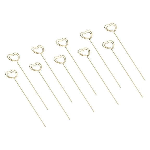 Uxcell 4.7 Inch Metal Wire Place Card Holder, 20 Pack Photo Picture Floral Picks Heart Shape Clips DIY, Gold Tone
