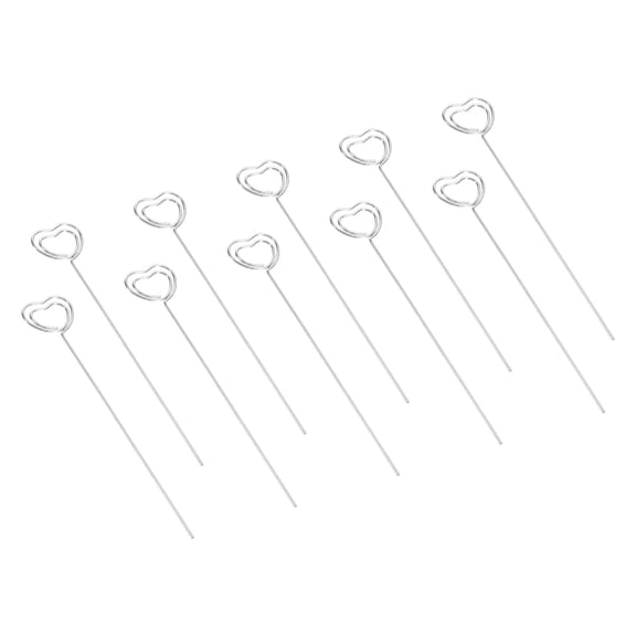 Uxcell 4.7 Inch Metal Wire Place Card Holder, 30 Pack Photo Picture Floral Picks Heart Shape Clips DIY, Silver Tone