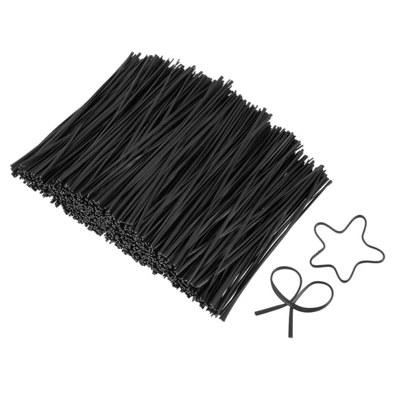 Uxcell 4.7 Inch Twist Ties, Metallic Twist Ties, Reusable Plastic Coated Twist Ties for Bakery, Candy Bags, Coffee Bags, Goodie Bags, 1200 Pack, Black