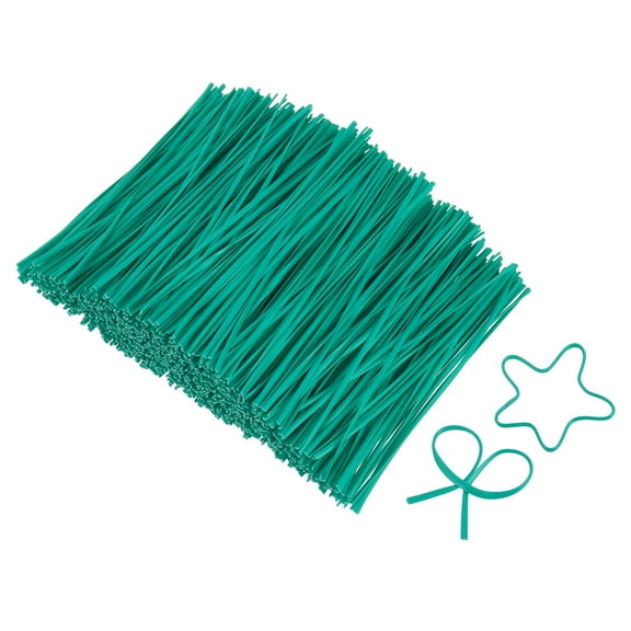 Uxcell 4.7 Inch Twist Ties, Metallic Twist Ties, Reusable Plastic Coated Twist Ties for Bakery, Candy Bags, Coffee Bags, Goodie Bags, 1200 Pack, Green