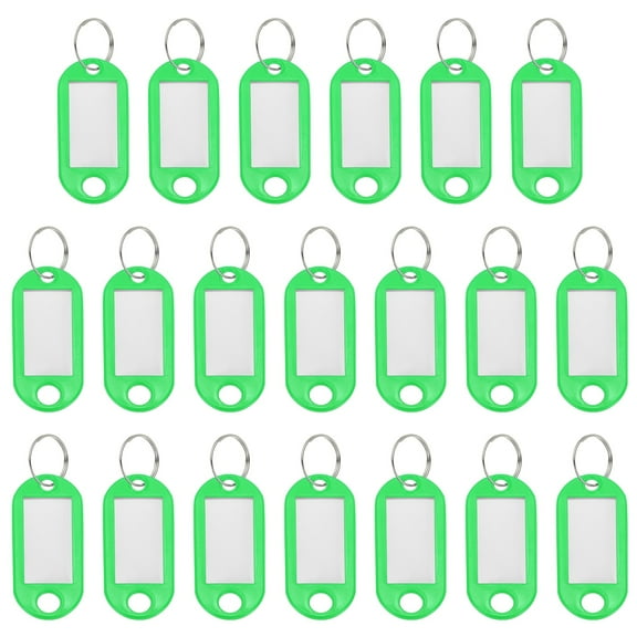 Uxcell Plastic Key Tags with Split Ring Label Window Identifiers ID Keychain Tags for Name Luggage Light Green