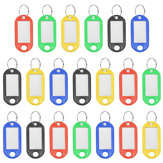 Uxcell Plastic Key Tags with Split Ring Label Window Identifiers ID Keychain Tags for Name Luggage Multicolor