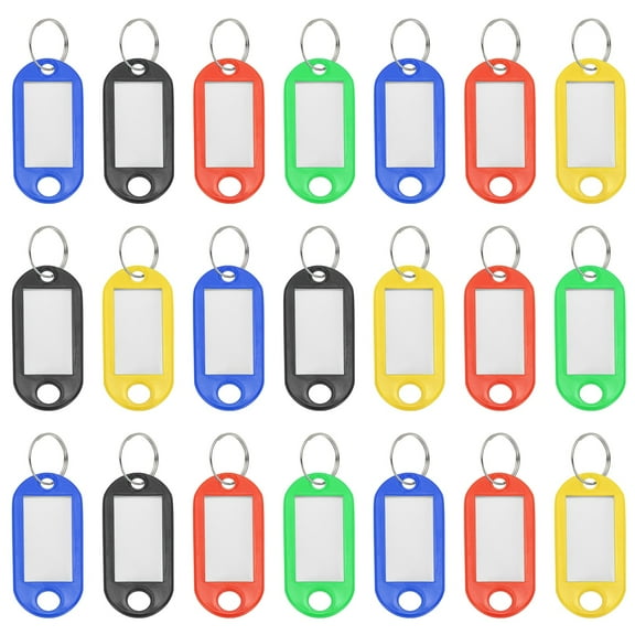 Uxcell Plastic Key Tags with Split Ring Label Window Identifiers ID Keychain Tag for Name Luggage Multicolor