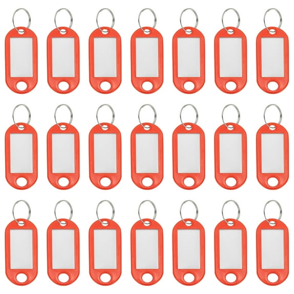 Uxcell Plastic Key Tags with Split Ring Label Window Identifiers ID Keychain Tag for Name Luggage Red