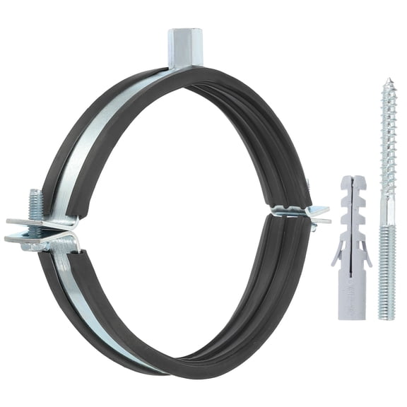 Uxcell 4.8-5inch Heavy Duty Adjustable Split Ring Pipe Hanger, Silver/Black