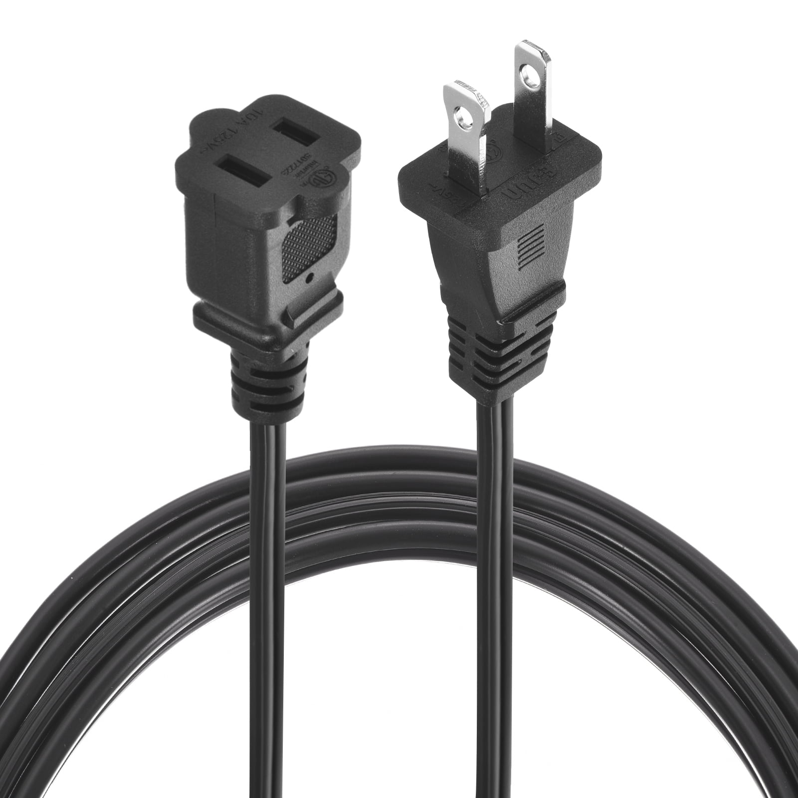 Uxcell 4.92Ft Extension Cord, SPT-2 18AWG ETL Listed 5 Pack Black Indoor Outdoor Extension Cord 2 Prong Power Wire Female/Male Low-Profile Plug for Lamp TV