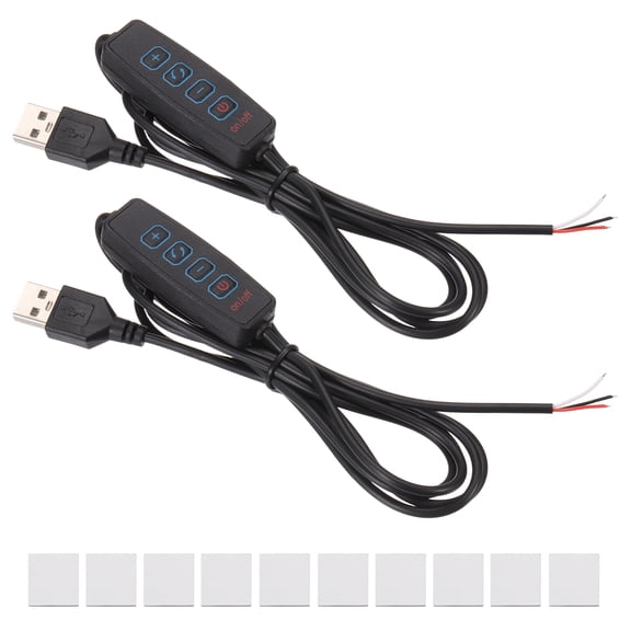 Uxcell 4.92ft LED Strip Dimmer Switch, 2set DC 5V Button USB Inline Switch Cable Brightness Controller, Black