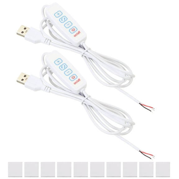 Uxcell 4.92ft LED Strip Dimmer Switch, 2set DC 5V Button USB Inline Switch Cable Brightness Controller, White