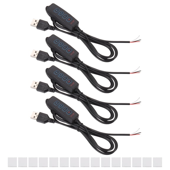 Uxcell 4.92ft LED Strip Dimmer Switch, 4set DC 5V Button USB Inline Switch Cable Brightness Controller, Black