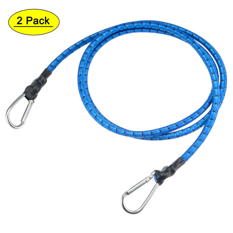 Uxcell 4.92ft Tie Down Snap Clips Elastic Rope with Hooks, Blue 2 Pack 