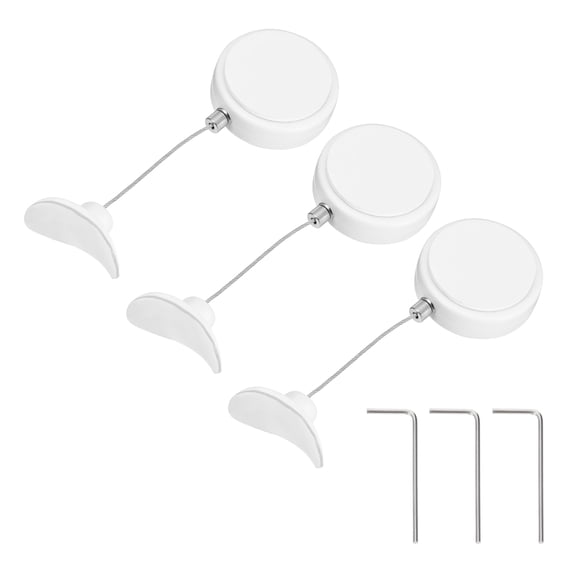 Uxcell 4.9ft (1.5M) Retractable Remote Control Cable Tether 5.29oz, 3PCS Remote Control Security Lanyard Lock Adjustable Locking Leash with Plastic Cap for TV Tablets Showroom, White