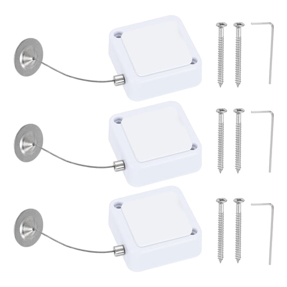 Uxcell 4.9ft (1.5M) Retractable Remote Control Cable Tether 7.05oz, 3PCS Remote Control Security Lanyard Lock Adjustable Locking Leash with Iron Cap for TV Phone Tablets Showroom, White